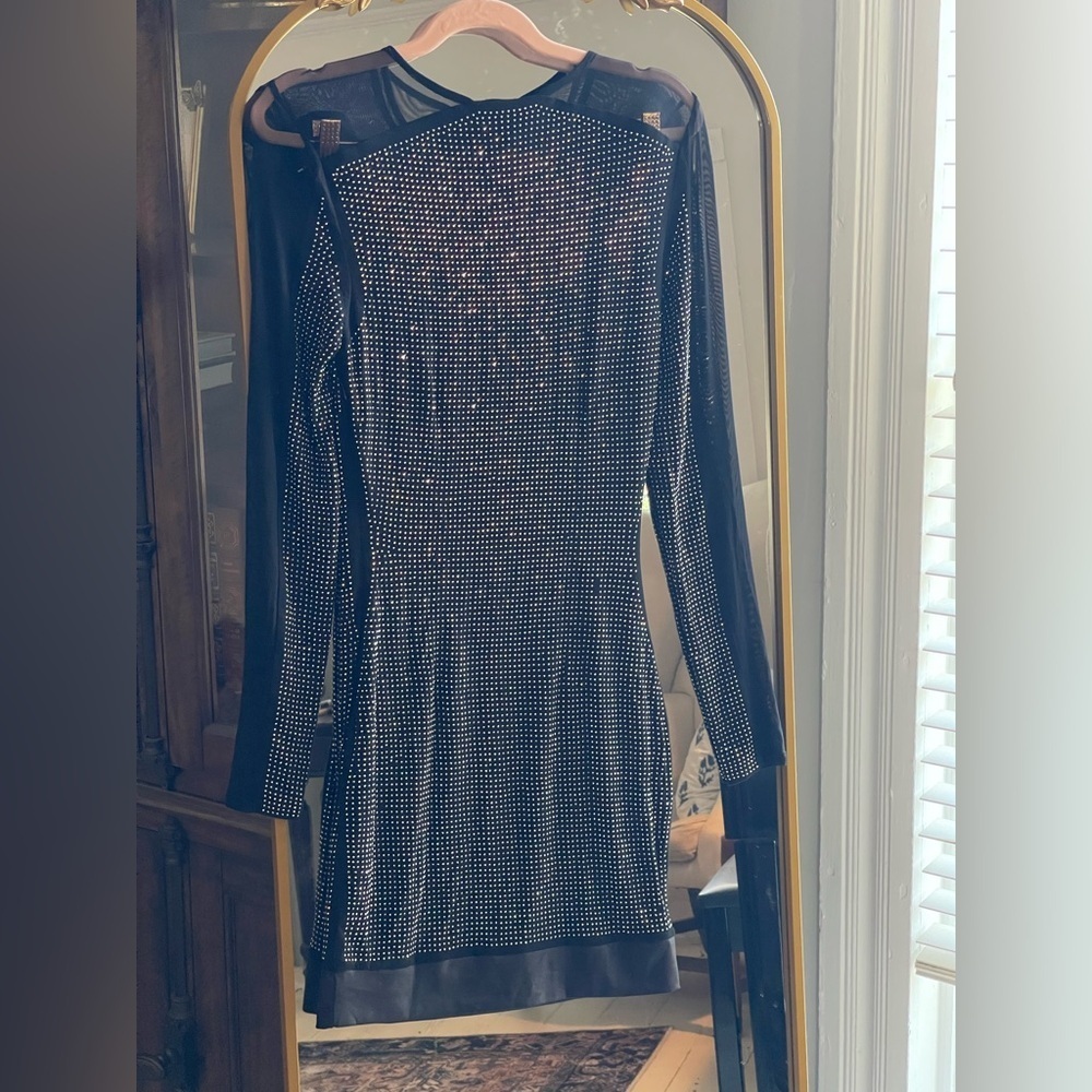 Bebe Body-con Mesh Rhinestone Mini Dress - Picture 10 of 13